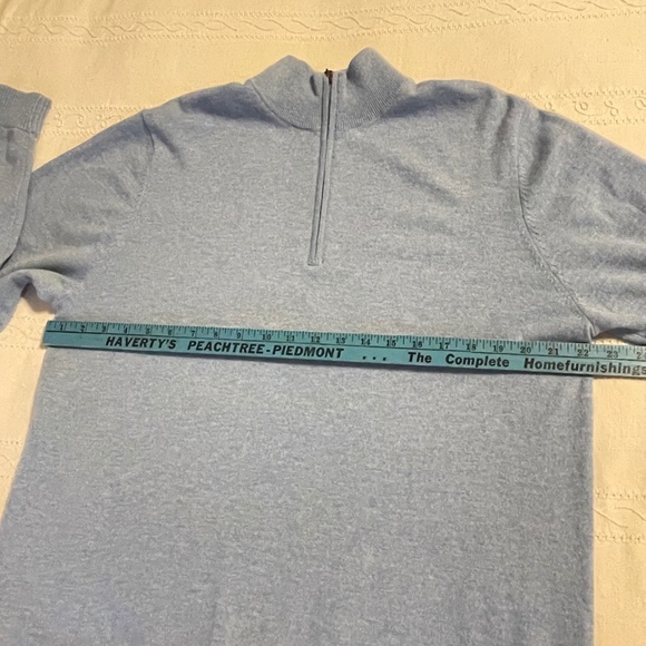 Tom James Cashmere Quarter Zip Sweater Blue L Quiet Luxury Old Money Ivy League - Picture 9 of 11